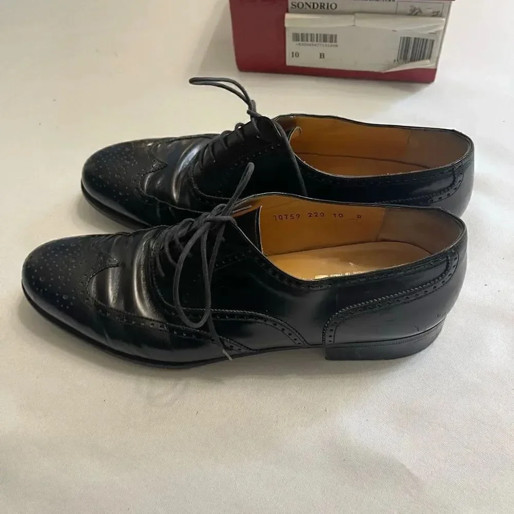 Salvatore Ferragamo Sondrio Black Leather Oxfords Shoes Size 10 B